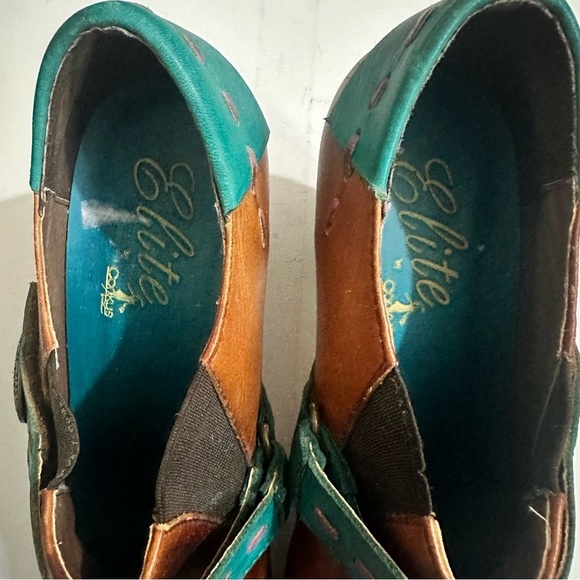 Elite by Corkys Multicolour Classic Leather Sawtooth Slip On Heels Booties Sz 11 - Picture 11 of 13